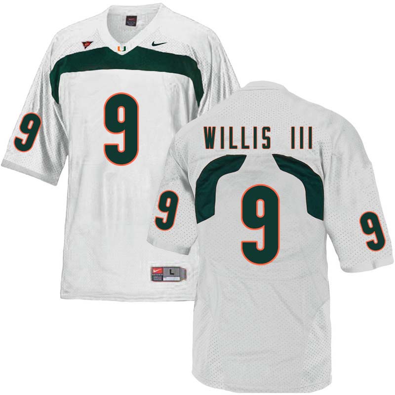 Nike Miami Hurricanes #9 Gerald Willis III College Football Jerseys Sale-White